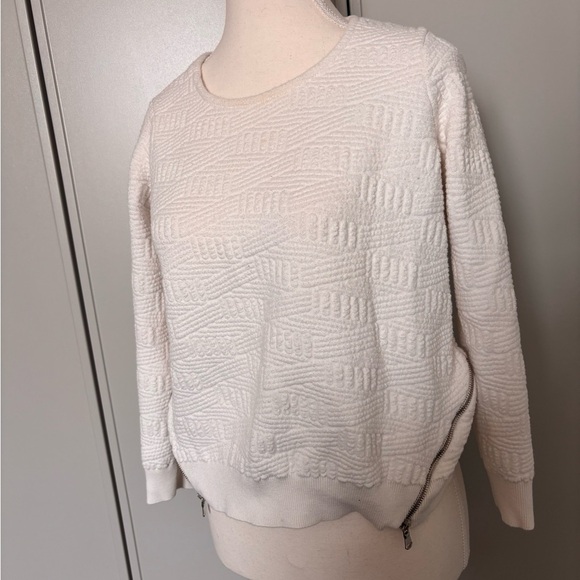 Moth White Crew Neck Sweater Ribbed Knit with side zippers - Picture 2 of 10